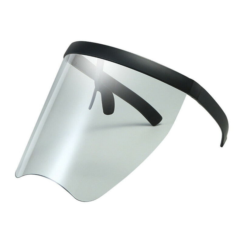 Large Full Face Shield Goggles Clear Lens Sunglasses Flat Top Wrap Visor Black