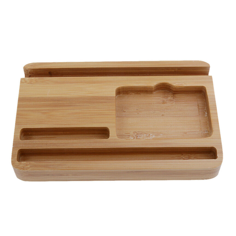 4 In1 Bamboo Desktop Organizer Stand For Mobile Phone, Ipad, Pen, Card
