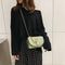 Fashion Women Messenger Bag Leather Pure Color Chain Shoulder Bag (Green) A