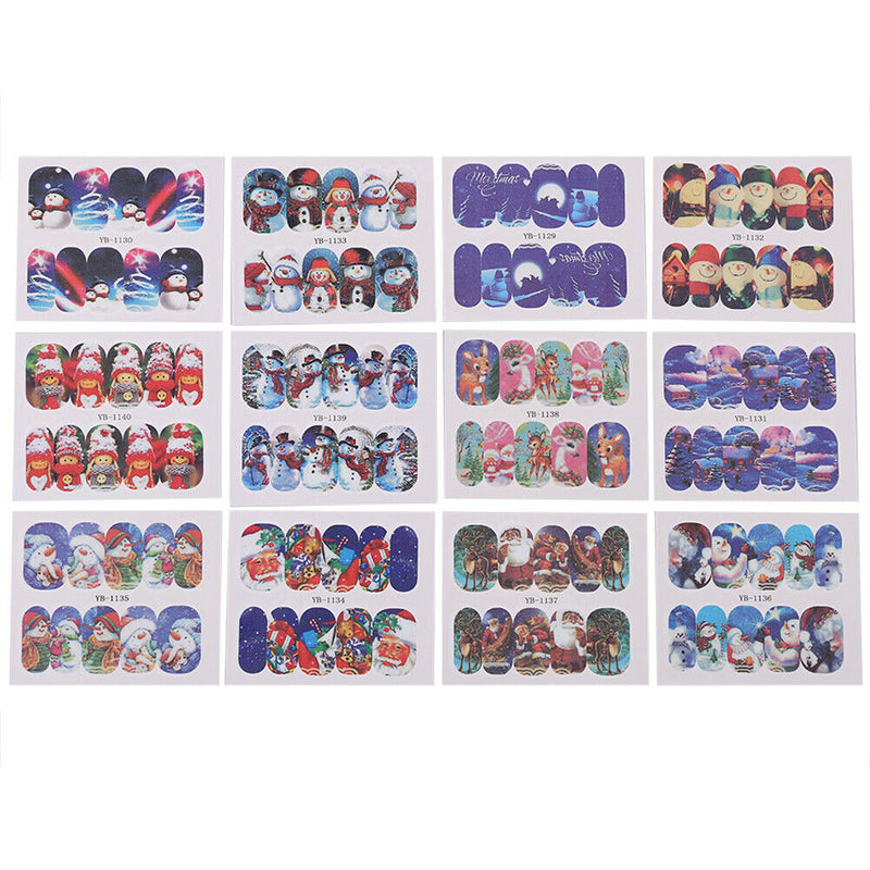 DIY Nail Art Water Transfer Stickers 12 Designs Charm Colorful Nail Wraps Kit