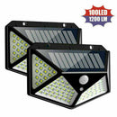 100 LED Solar Power PIR Motion-Sensor Wall Lights Outdoor Lamp Garden Water R8B5