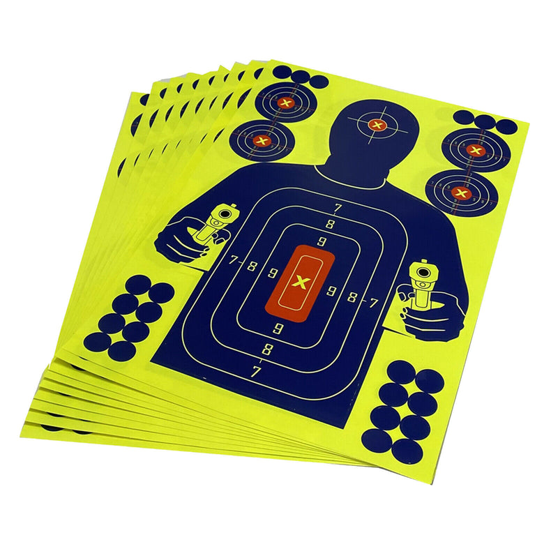 10 Pieces Paper Targets - Splatter Shots Burst Bright Fluorescent Yellow & Blue