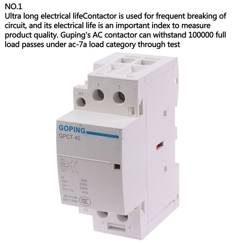 2P 40A 220V 50/60HZ Din rail Household ac contactor 2NO:0J Ew