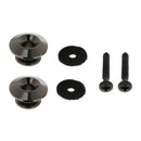 2 Pieces Black Strap Button with Mounting Screw for Electric Guitar Bass Ukulele