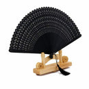 Bamboo Fan Patterned Openwork Dragonfly Pocket Fan Gift Decoration - Black V8V2