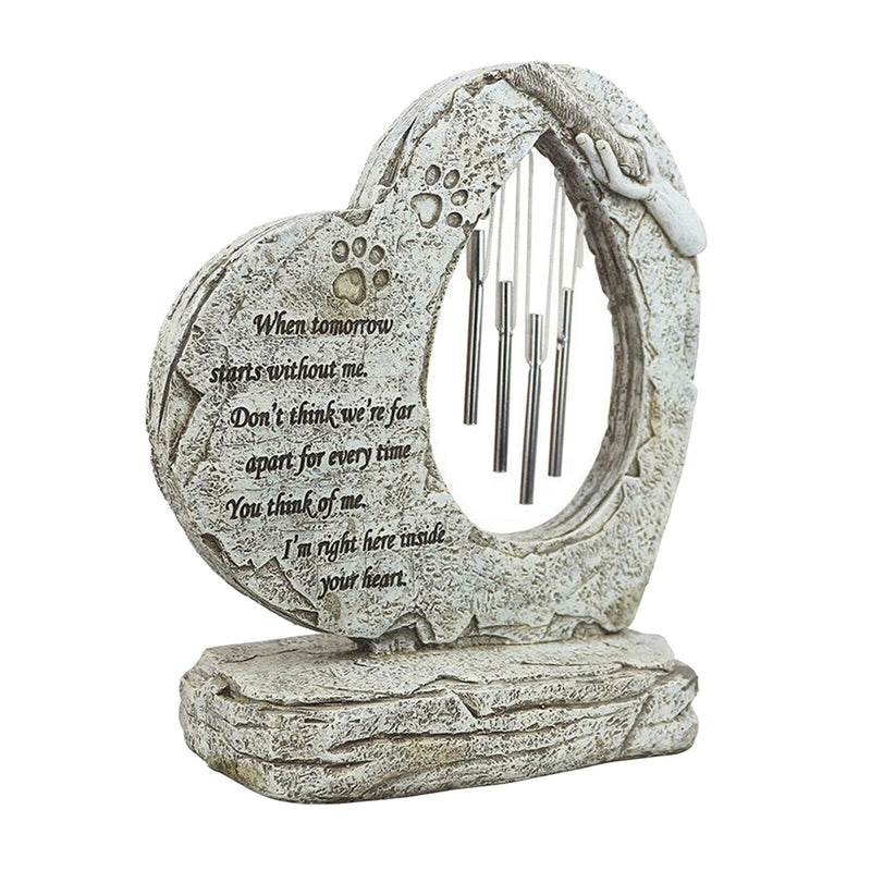 Dog Memorial Stone with Sympathy Poem and Wind Chimes for Garden Yards