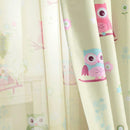 Owl Pattern Voile Sheer Curtain Ready Made Eyelet Window DrapesPanel Green