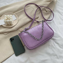 Women Stone Pattern Shoulder Bags PU Leather Chain Purse Handbag (Purple)