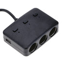 1200mA Dual USB Three Sockets Cigarette Lighter Splitter Adapter Car Charger New