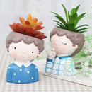 Curly Boy Planter Set - 4Pcs European Style Succulent Plants Planter Pot Mi