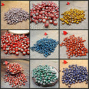 100X Flower Glaze Ceramic Bead 6MM Round Porcelain Spacer Loose Bead DIY Jewelry