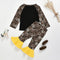 2pcs Kid Autumn Clothes Set Leopard Girls Jumper + Bell Bottom Pants (5-6T)