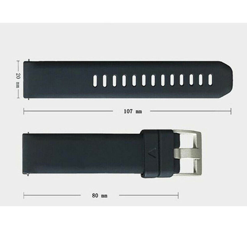 2pcs 20mm Universal Soft Rubber Silicone Skin-Friendly Sweatproof Smart Watch