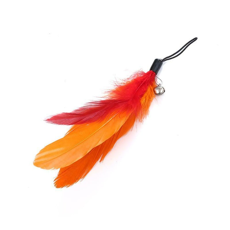 Pet Telescopic Feather Teaser Wand Rod Cat Toys w/Replacement Head (Orange) A
