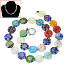 Colorful Millefiori Glass Flat Round Beads Necklace Jewellery For Women Lady