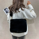 Women Plush Messenger Bag Big Capacity Fluffy Shoulder Handbags (Black)