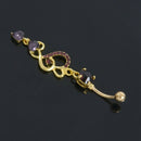 Love Heart Crystal Gem Navel Buckle Belly Ring Piercing Body Diamond Inlaid
