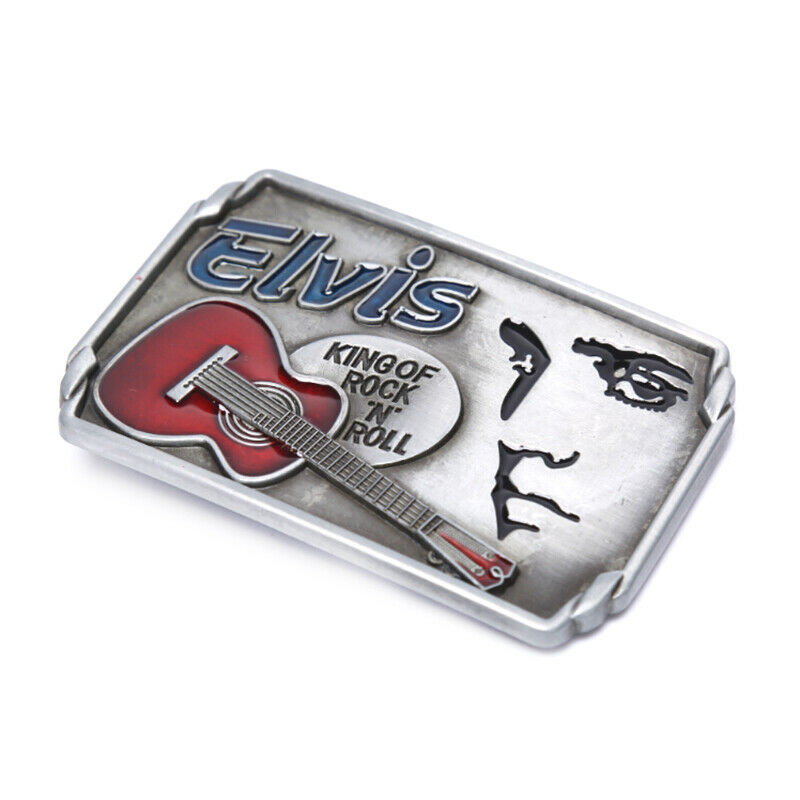 Guitars The King of Rock and Roll Elvis Men's Belt Buckle Suitable Wide BeltTEUS
