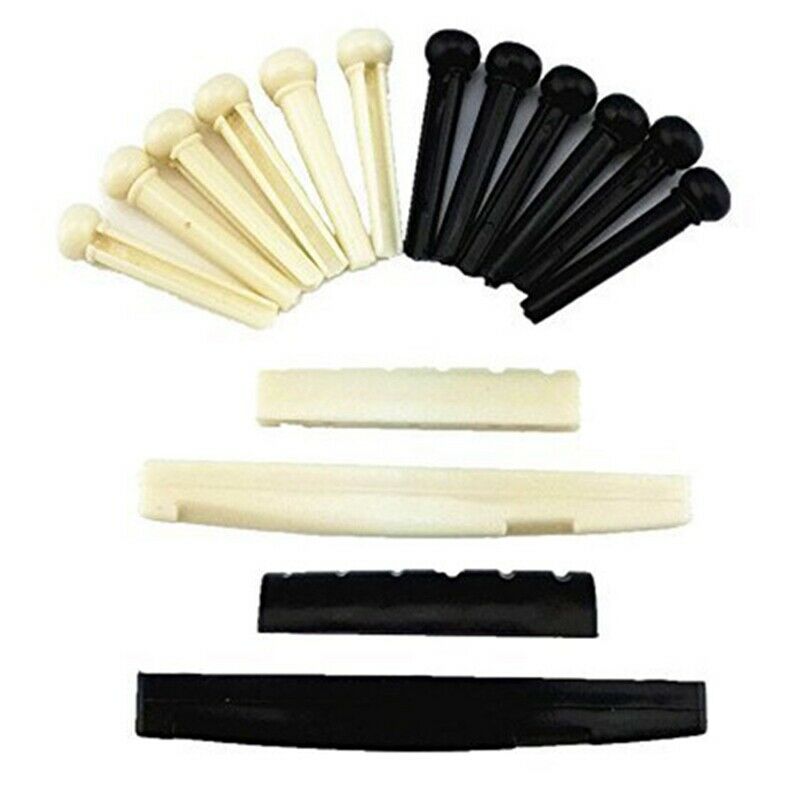 1 Sets Black and White ABS Bridge Pins & Saddle & Nut Replacement Parts for E6T6