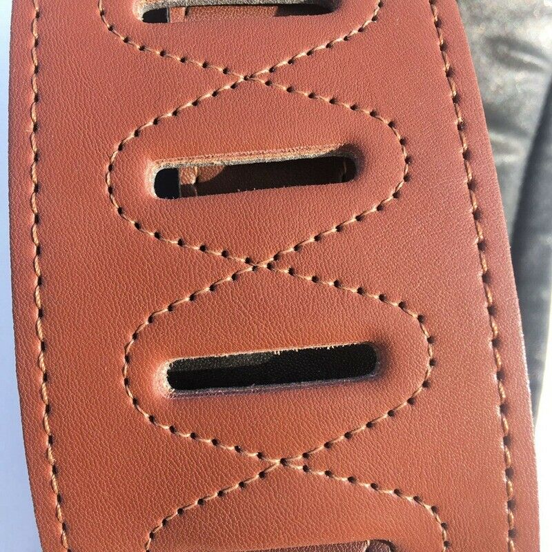 Leather Real Cowhide Guitar Strap for Electric Bass Guitar Adjustable Padde
