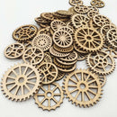 200pcs Mixed Size Natural Hollow Gear Unfinished Wood Pieces Embellishment
