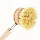 Wear Resistant Kitchen Dish Brush Retro Wooden Pot Brush with Long Handle -