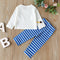 Autumn Toddler Long Sleeve T-shirt Tops Stripe Pants Clothes Set (3-6M)