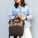 Mummy Maternity Backpack Plant Print Baby Diaper Shoulder Bags (Dark Brown) A