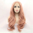 Fashion Pink Wig Glueless Long Natural Wavy Middle Part Synthetic Wigs For  U8S6