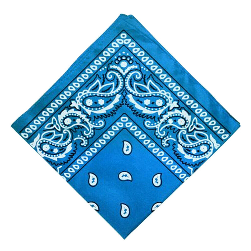 Women Men Double Sided Paisley Bandana Head Wrap Headband Handkerchief Blue