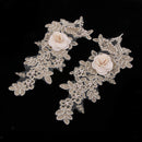 2 Pack Flower Embroidered Appliques Lace Fabric Ribbon Trim Patch Embroidery
