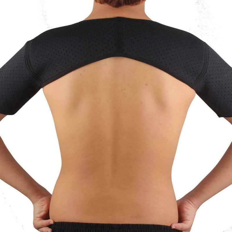Neoprene Double Shoulder Protector Brace Support Strap Wrap Belt Band Black