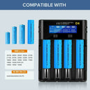 Intelligent LCD Charger 4-Slot For 18650 21700 26650 Lithium AA AAA Nimh Battery