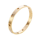 Punk Titanium Stainless Steel Stars Bangle for Women No Fading Hollow Penta