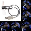 Mini USB Powered LED Clock Fan Cooling Flashing Realtime Display for Laptop