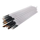 Set Of 12 Round Nylon Round Tip Brushes With Mixing Spatula