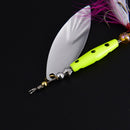 Fishing lure spoon bait rotating fishing with feather treble hook tackle 10g L&M