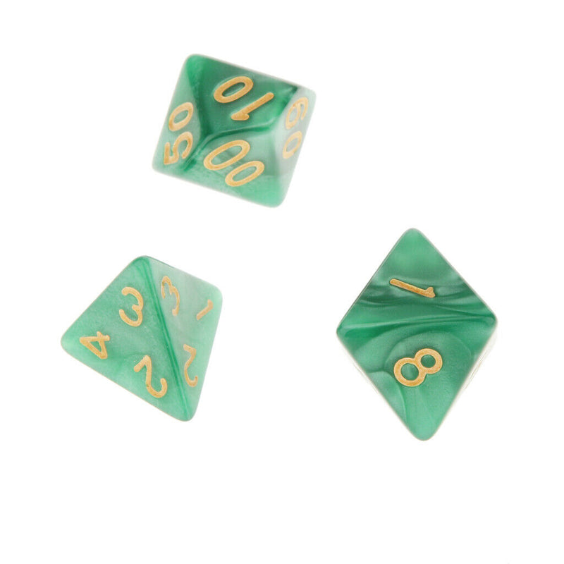 Set Of 14 Multi-sided Acrylic Dice Die Green + Blue For Coins