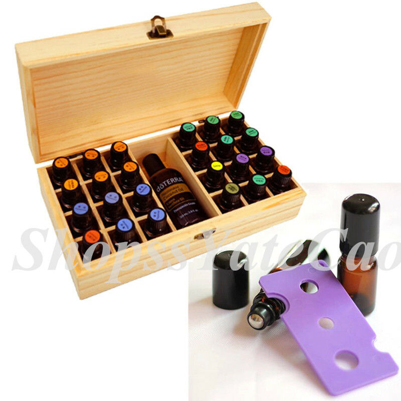 25 Slots Oil Aroma Storage Wooden Case Box Essential Organizer Container Display