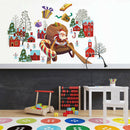 2pcs Christmas Santa Claus Carriage Wall Stickers Living Room Bedroom Decor