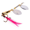 Fishing Lure Metal Rotate Sequins Spinner Spoon Baits Feather Fishhook Tackle