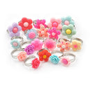 5Pcs Lovely Children Flower Rings Adjustable Jwewlry Kids Fashion Accessories Z