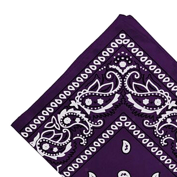 Women Men Novelty Print Cowboy Bandana Head Wrap Neck Scarf Wristband Purple