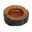 Round brown wood smoke ashtray tobacco cigarette ash holder 9-10cm U4P1