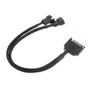 Sleeved SATA 15Pin to 2 Way 3/ 4Pin Fan Power Adapter Extension Cable Wire  A