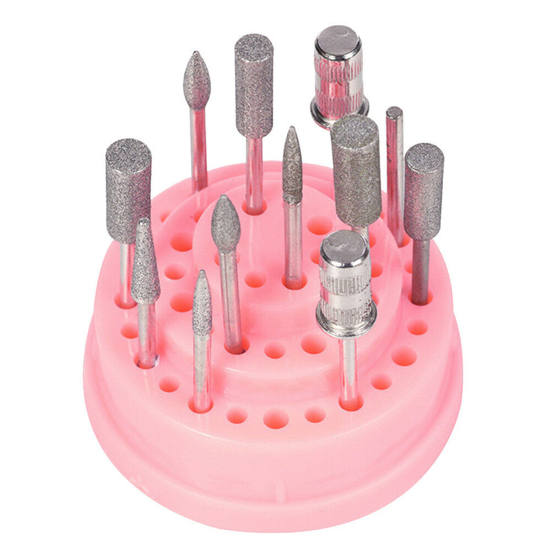 48Hole Pink Organizer Manicure Storage Box Displayer Nail Drill Bit Holder Gw