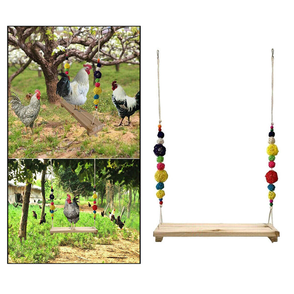 Wooden Colorful Handmade Chicken Swing Toys for Large Birds Parrots Hens Macaw