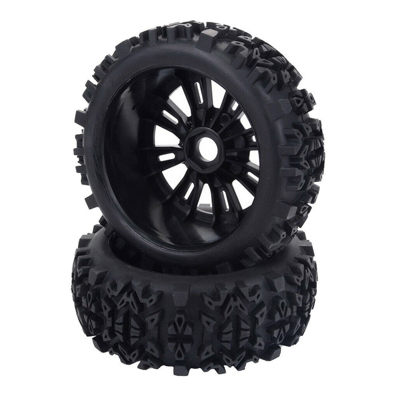 2 Pieces RC Buggy Wheel Rim Rubber Tires for 1/8 RC Car Truggy Accessory