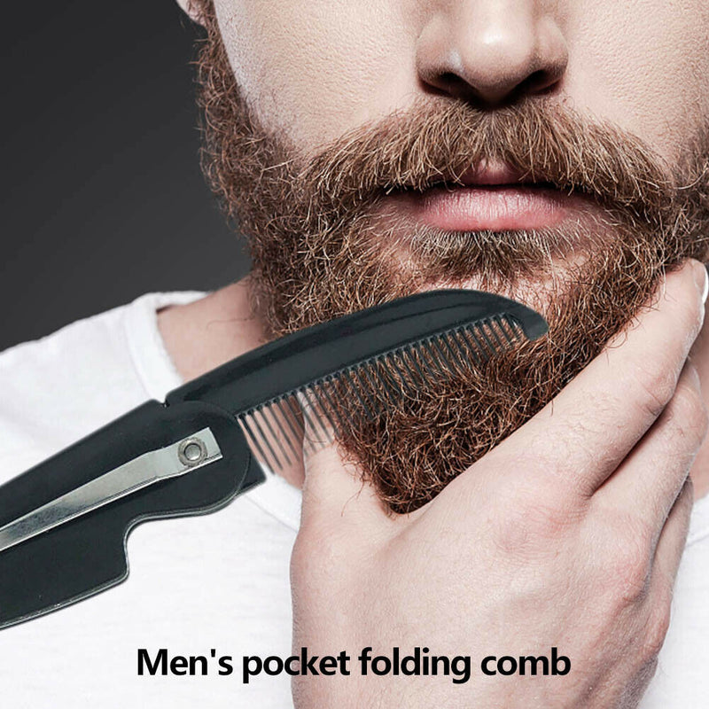 Man Woman Folding Portable Pocket Clip Beard Moustache Convenient Hair Comb
