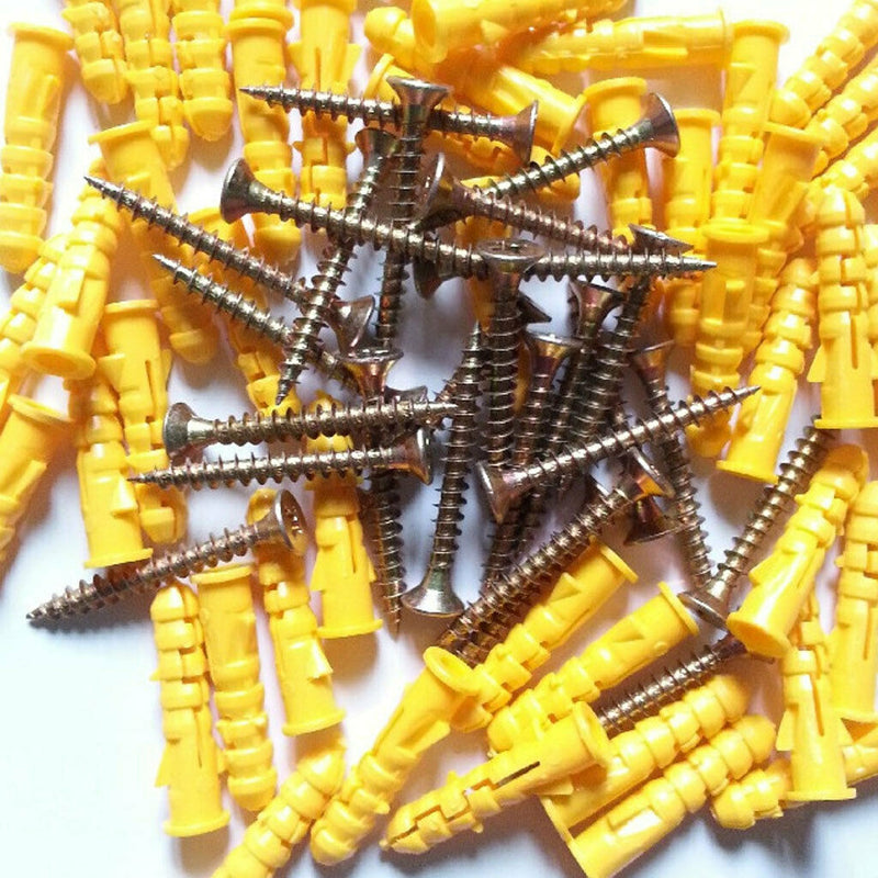 50Sets M6 Yellow Frame Fixings Expansion Tube Anchors